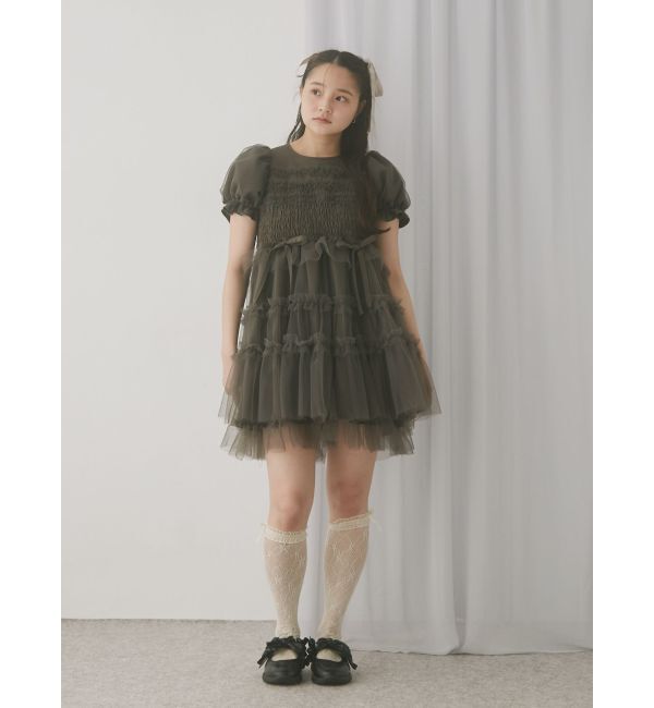 merry jenny「チュールパフスリーブミニワンピース」|ワンピース|