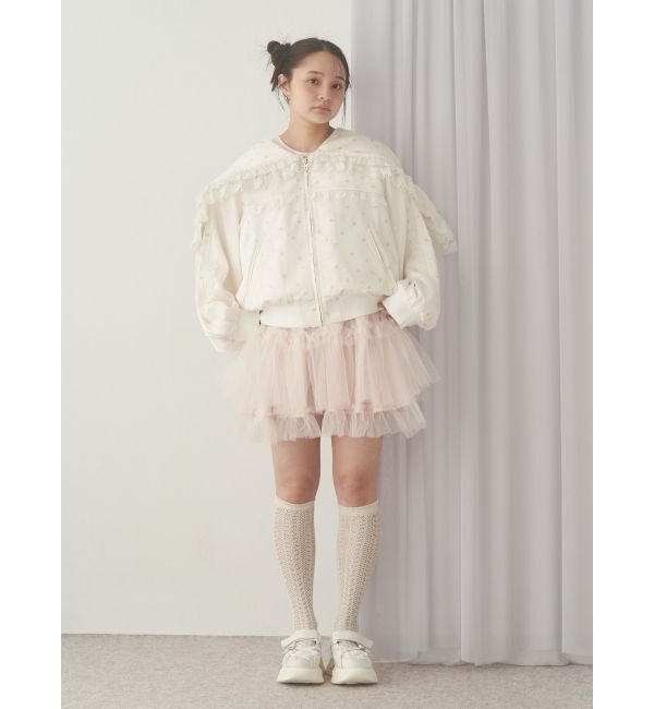 merry jenny「チュールパフスリーブミニワンピース」|ワンピース|
