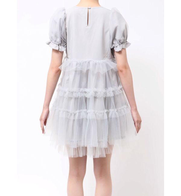 merry jenny「チュールパフスリーブミニワンピース」|ワンピース|