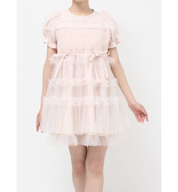 merry jenny「チュールパフスリーブミニワンピース」|ワンピース|