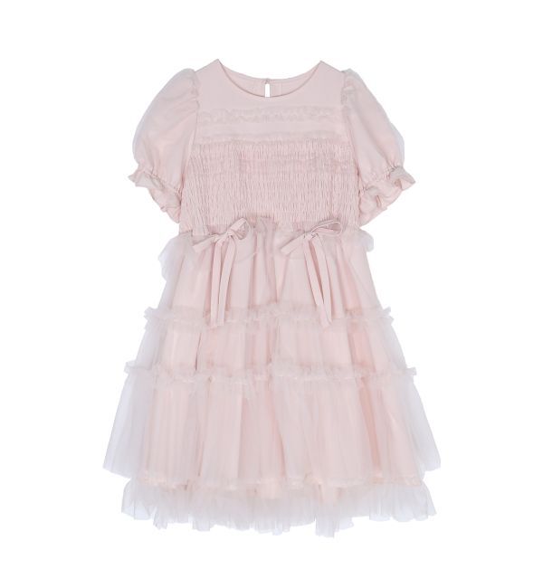 merry jenny「チュールパフスリーブミニワンピース」|ワンピース|