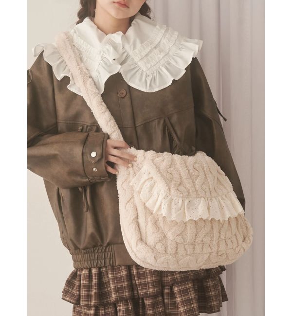 merry jenny「もふもふケーブルショルダーバッグ」|ショルダー・メッセンジャー|ベージュ