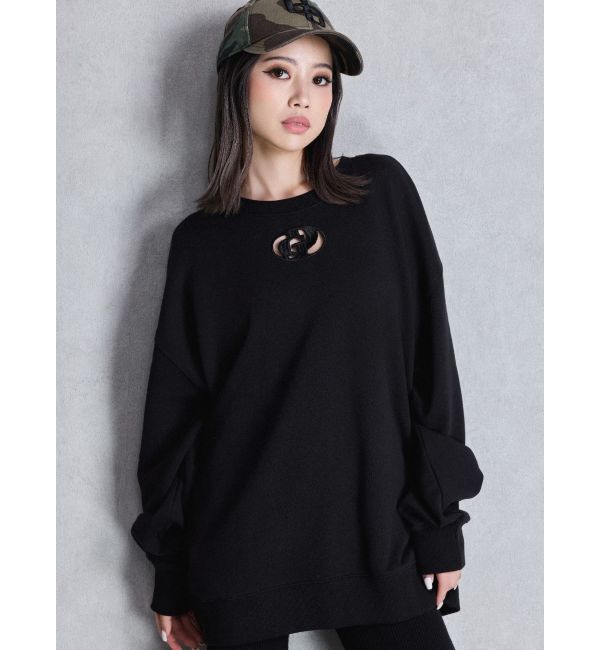 GYDA「GD CUT OUT スウェットトップス」|スウェット・ジャージ|ブラック