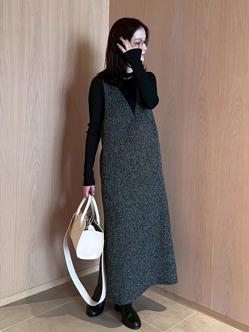 Mila Owen「【セットアイテム】クルーネックニット&times;Aラインキャミレイヤードワンピース」|ワンピース|