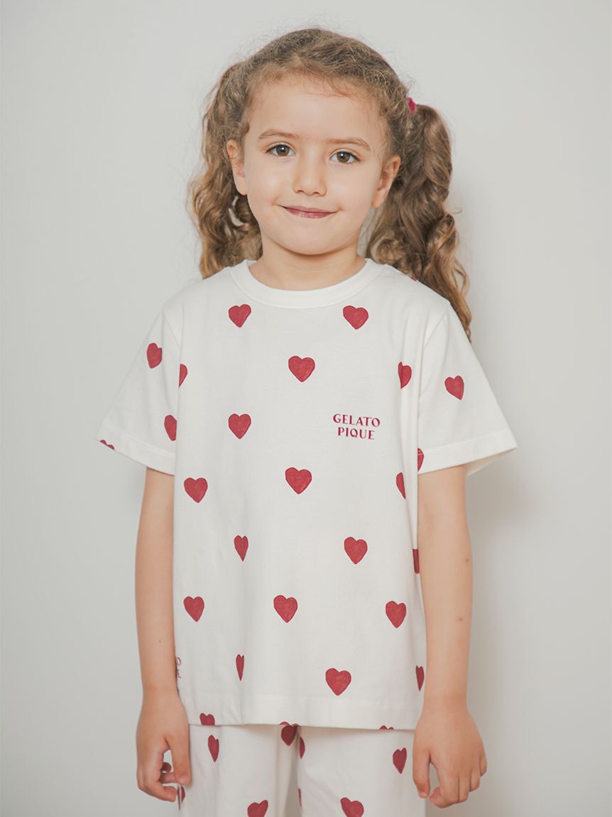 GELATO PIQUE KIDS & BABY「【KIDS】ハート柄Tシャツ」|ルームウェア|RED