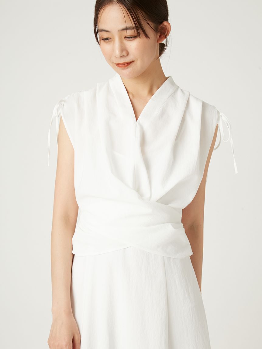 FRAY I.D「フロントノットドレス／ウォッシャブル・防シワ・接触冷感・吸水速乾」|ドレス|