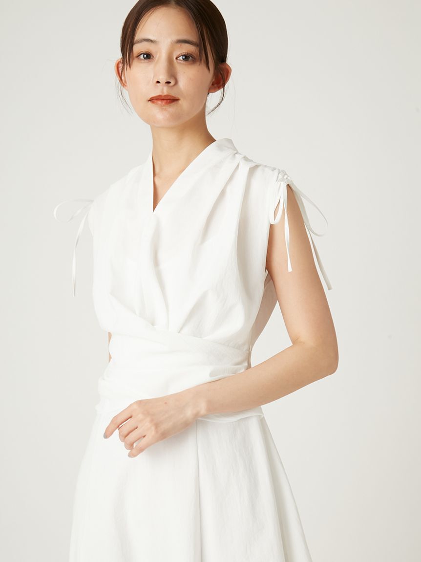 FRAY I.D「フロントノットドレス／ウォッシャブル・防シワ・接触冷感・吸水速乾」|ドレス|