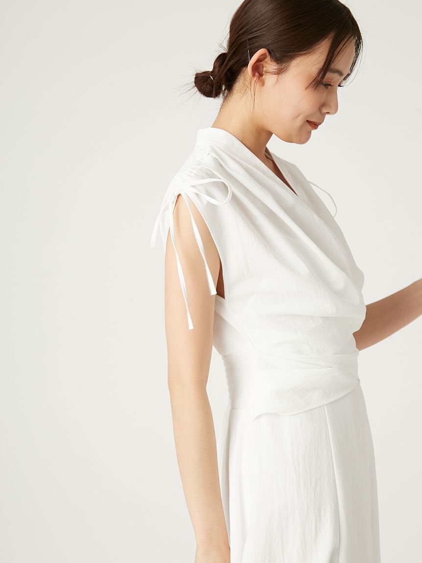 FRAY I.D「フロントノットドレス／ウォッシャブル・防シワ・接触冷感・吸水速乾」|ドレス|