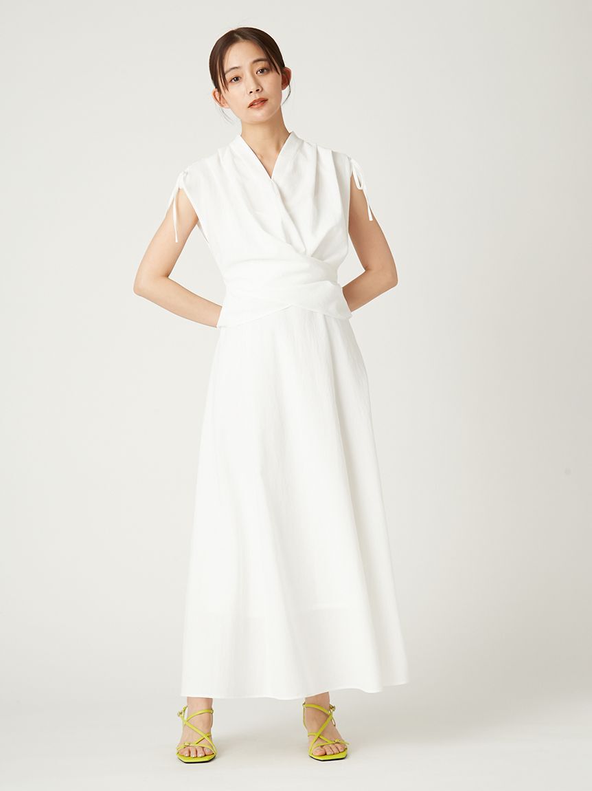 FRAY I.D「フロントノットドレス／ウォッシャブル・防シワ・接触冷感・吸水速乾」|ドレス|