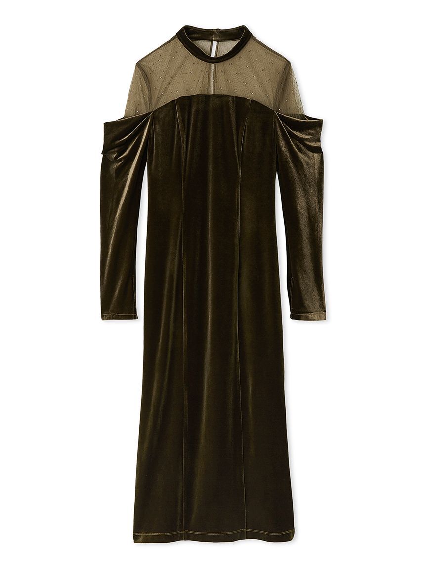 FRAY I.D「デコルテチュールベロアオフショルドレス」|ドレス|KKI