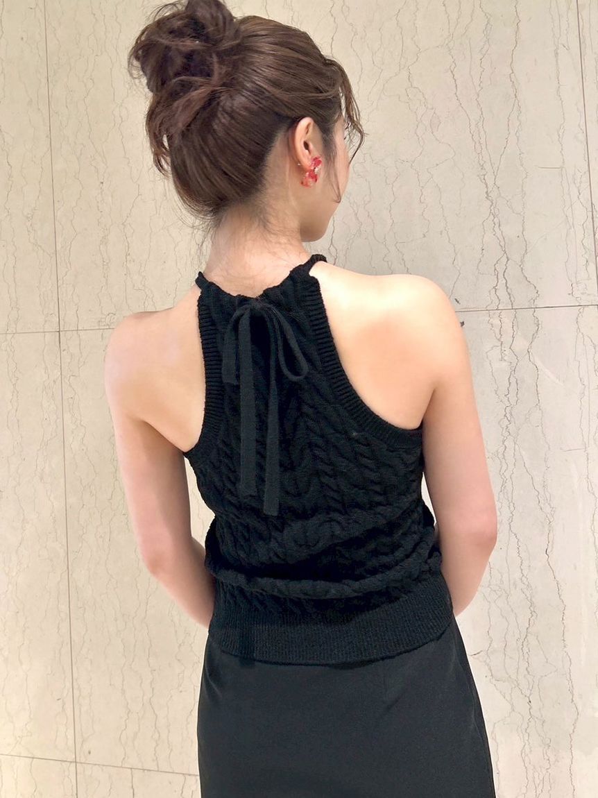 LILY BROWN「【LILY BROWN&times;MARY QUANT】デイジー刺繍アメスリケーブルニット」|ニット・セーター|