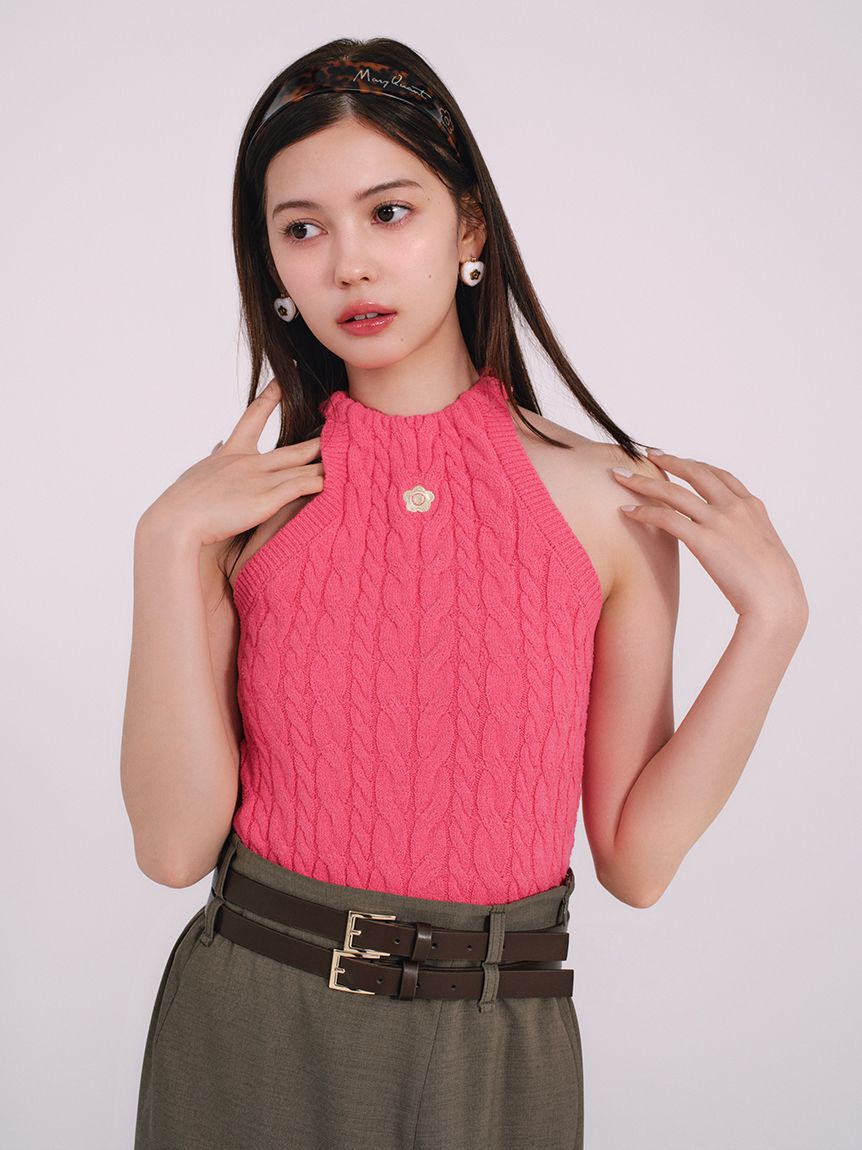 LILY BROWN「【LILY BROWN&times;MARY QUANT】デイジー刺繍アメスリケーブルニット」|ニット・セーター|