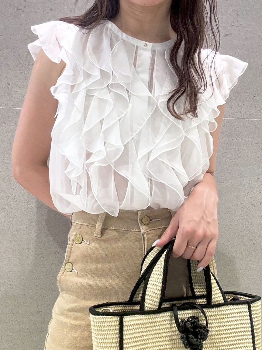 LILY BROWN「ミニフリルブラウス」|シャツ・ブラウス|WHT