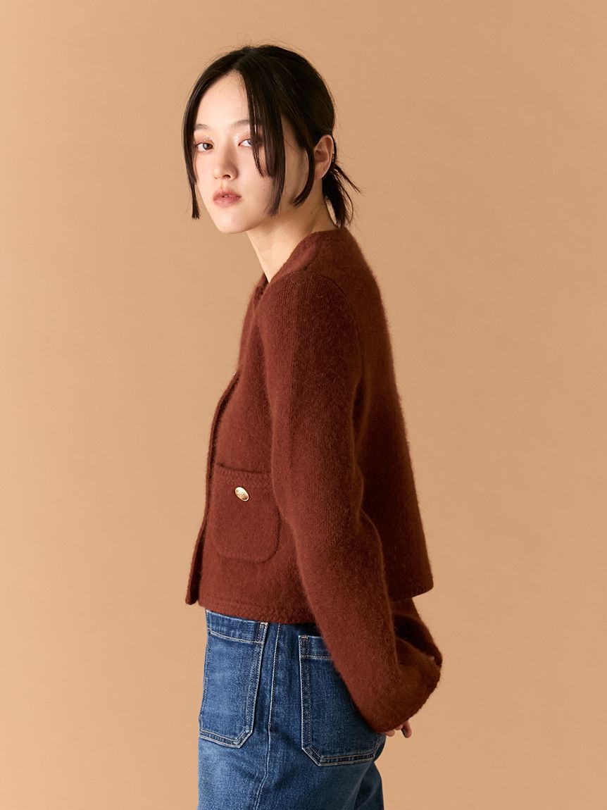 完売品◆FOXEY アーバンスタンダード ニット ジャケット M 茶 WEB限定カラー】金釦フォックスニットジャケット(Hearts2Hearts着用