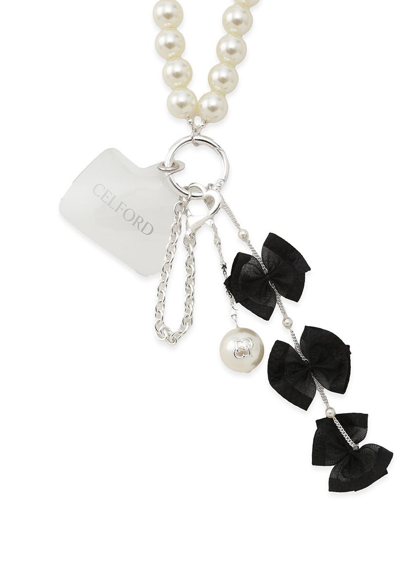 CELFORD「ロゴメタル付きパールチャームストラップ」|キーケース|