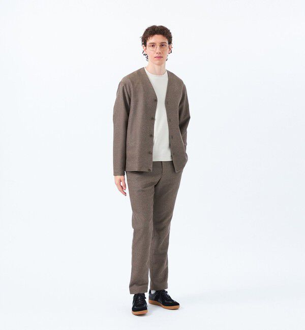 MACKINTOSH PHILOSOPHY「テーラードジャージー ノーカラーカーディガン 杢カラミストレッチ」|ブルゾン・スタジャン|