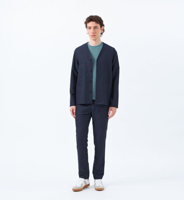 MACKINTOSH PHILOSOPHY「テーラードジャージー ノーカラーカーディガン 杢カラミストレッチ」|ブルゾン・スタジャン|