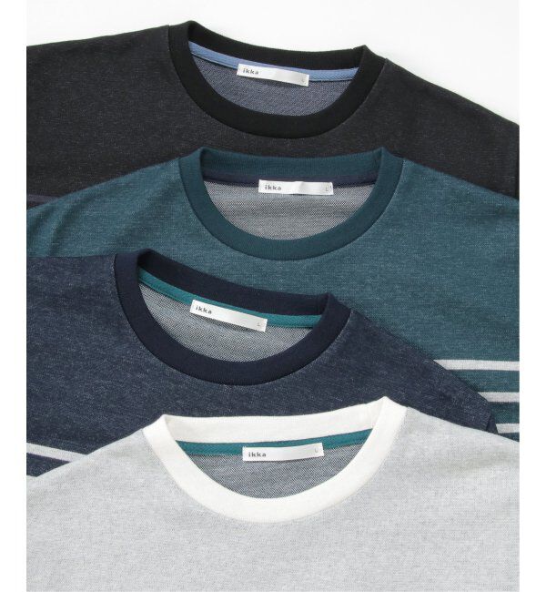 ikka「ダブルジャガードボーダーロンＴ」|Tシャツ・カットソー|