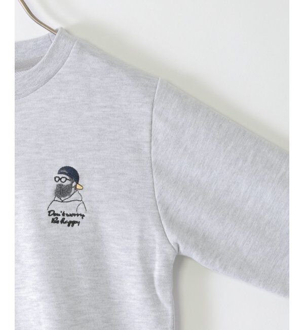 ikka kids「ヒゲ刺繍裏毛トレーナー（120~160cm）」|Tシャツ・カットソー|