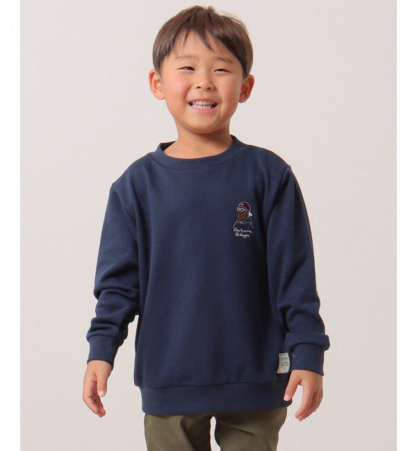 ikka kids「ヒゲ刺繍裏毛トレーナー（120~160cm）」|Tシャツ・カットソー|ネイビー