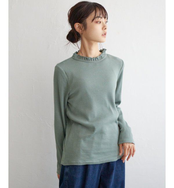 Lbc with Life「三角テレコ襟フリルロンT」|Tシャツ・カットソー|