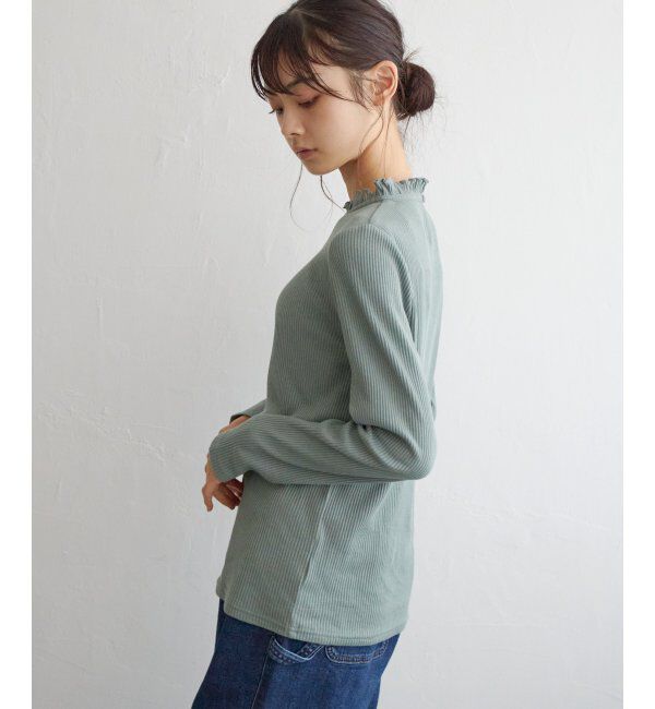 Lbc with Life「三角テレコ襟フリルロンT」|Tシャツ・カットソー|