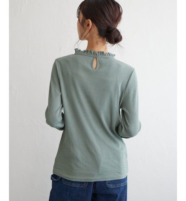 Lbc with Life「三角テレコ襟フリルロンT」|Tシャツ・カットソー|