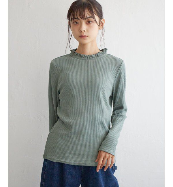 Lbc with Life「三角テレコ襟フリルロンT」|Tシャツ・カットソー|