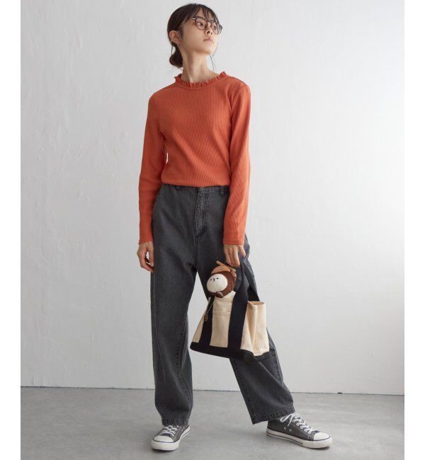 Lbc with Life「三角テレコ襟フリルロンT」|Tシャツ・カットソー|