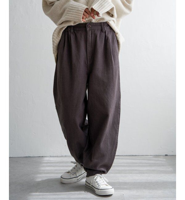 Lbc with Life「起毛ヘリンボンコージータックパンツ」|その他|チャコール