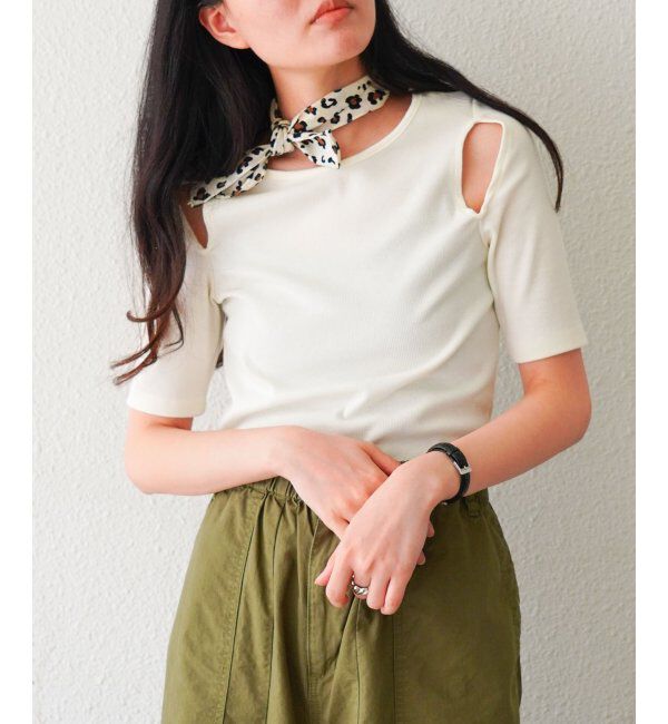 VENCE share style「カットアウトテレコトップス」|Tシャツ・カットソー|オフホワイト
