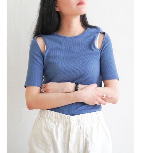 VENCE share style「カットアウトテレコトップス」|Tシャツ・カットソー|