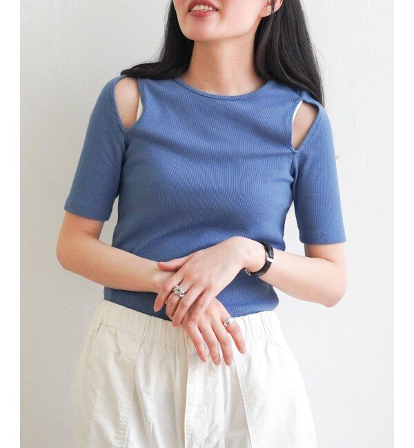 VENCE share style「カットアウトテレコトップス」|Tシャツ・カットソー|