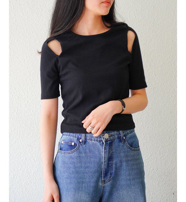 VENCE share style「カットアウトテレコトップス」|Tシャツ・カットソー|