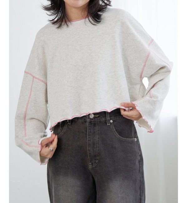 VENCE share style「裏毛配色ステッチトップス」|スウェット・ジャージ|