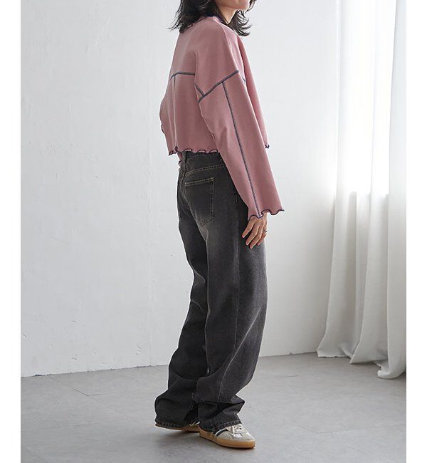 VENCE share style「裏毛配色ステッチトップス」|スウェット・ジャージ|