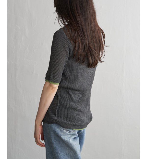 VENCE share style「麻タッチ襟付きカーディガン」|カーディガン|