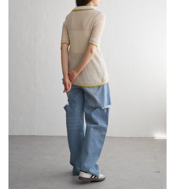 VENCE share style「麻タッチ襟付きカーディガン」|カーディガン|