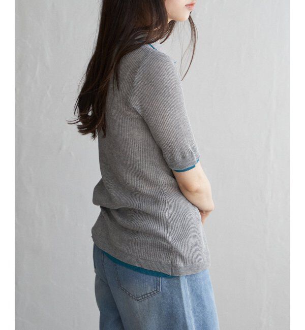 VENCE share style「麻タッチ襟付きカーディガン」|カーディガン|