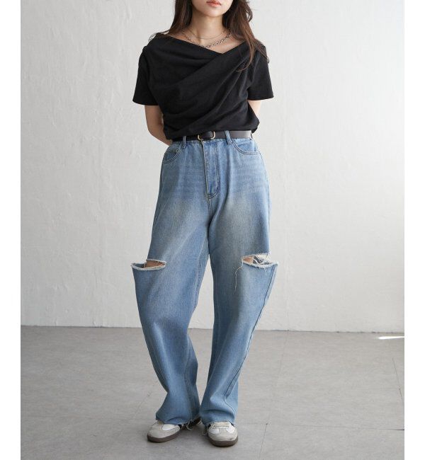 VENCE share style「綿天竺半袖ドレープTシャツ」|Tシャツ・カットソー|