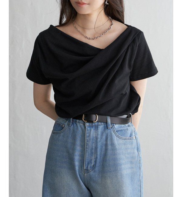 VENCE share style「綿天竺半袖ドレープTシャツ」|Tシャツ・カットソー|