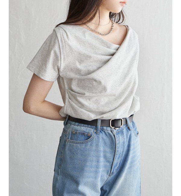 VENCE share style「綿天竺半袖ドレープTシャツ」|Tシャツ・カットソー|