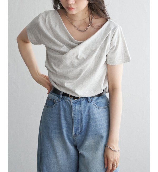 VENCE share style「綿天竺半袖ドレープTシャツ」|Tシャツ・カットソー|