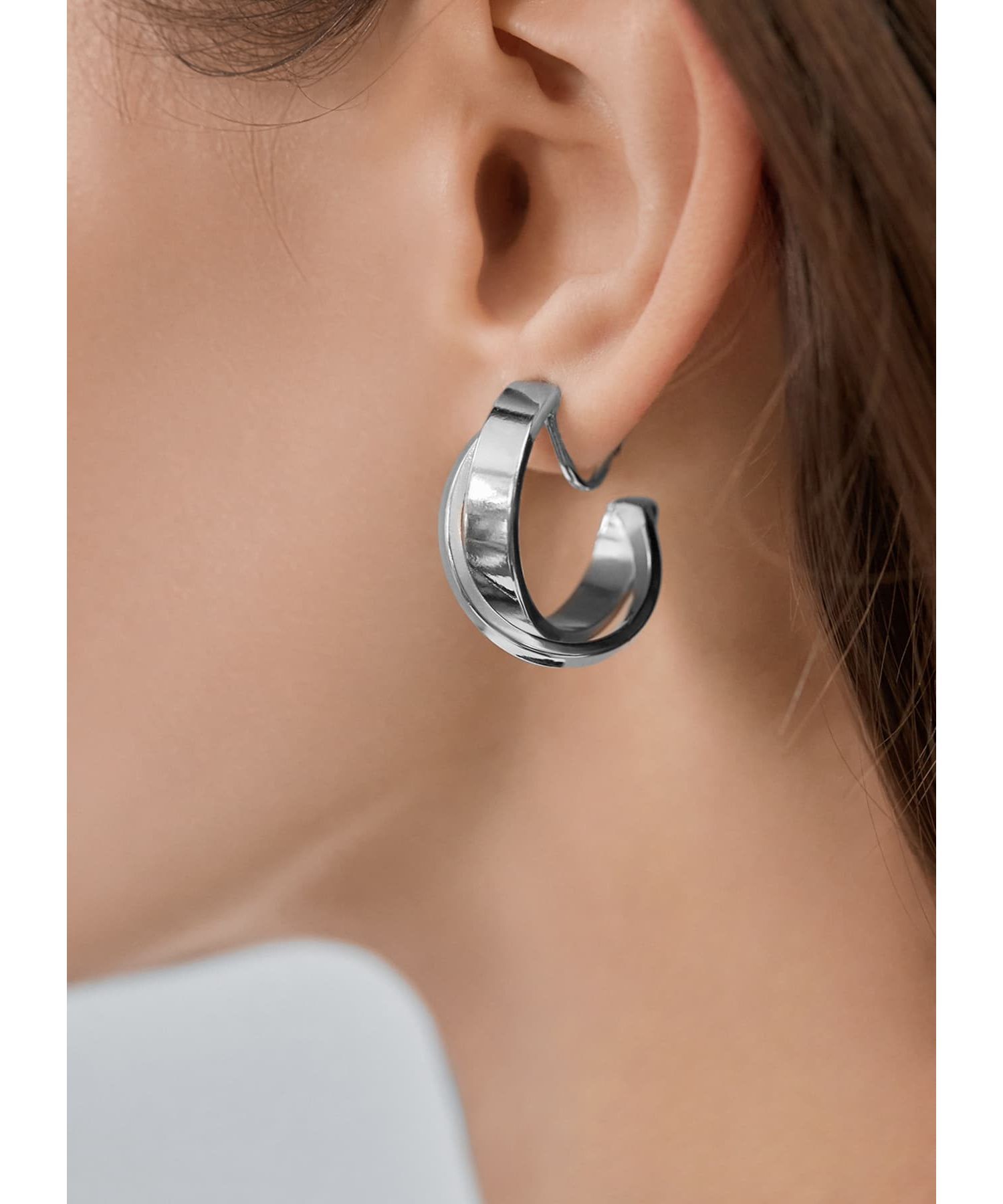 STYLE DELI「スライドダブルフープイヤリング」|イヤリング|