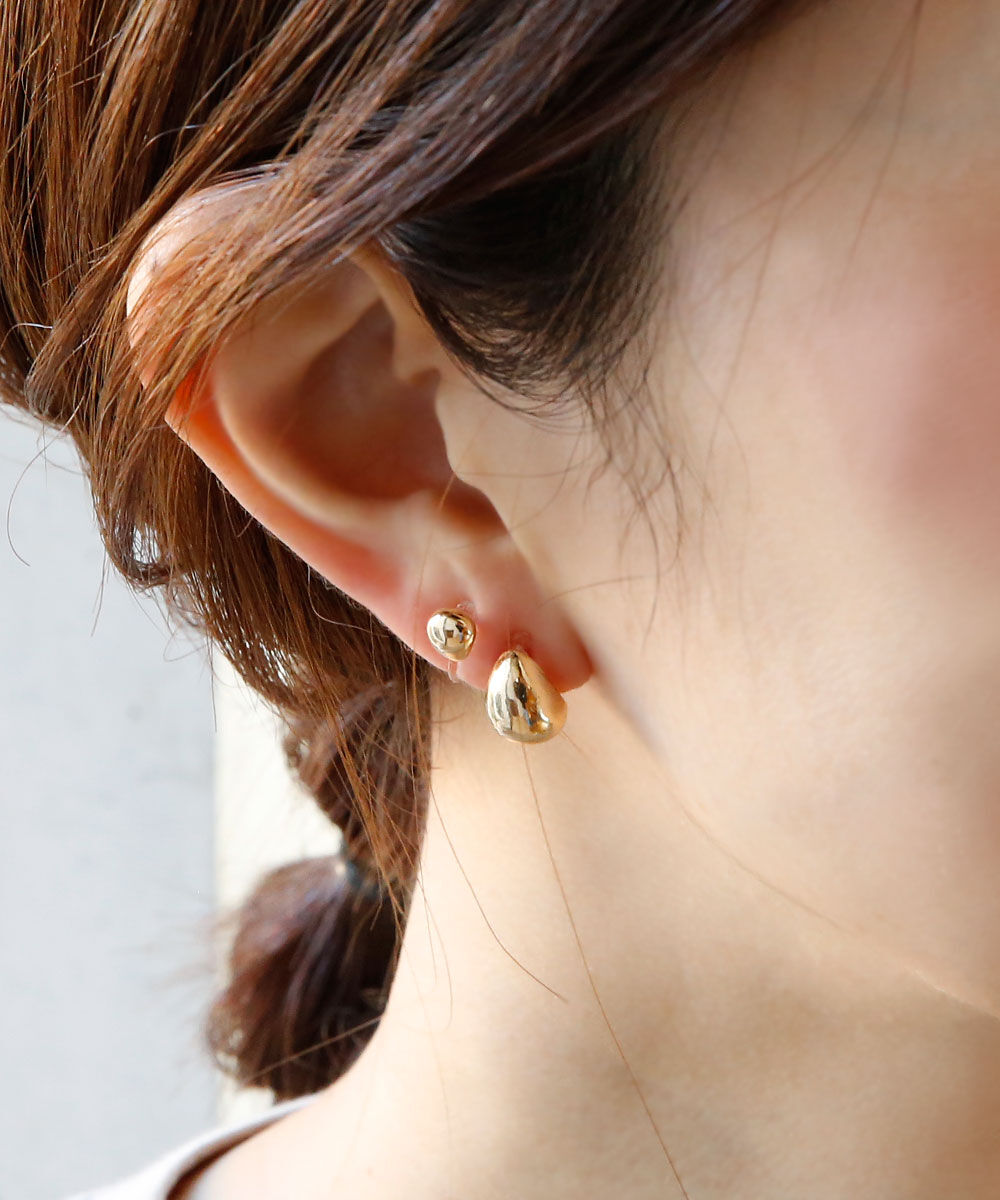 colleca la「ノンホール・しずく樹脂イヤリングセット」|イヤリング|ゴールド