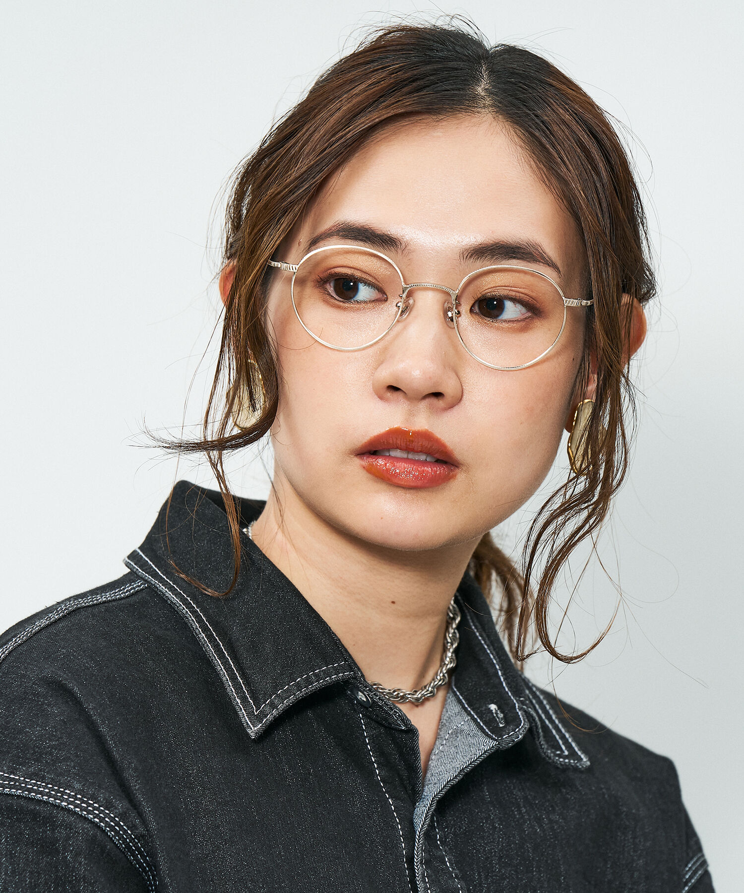  「Zoff｜STUDIO SEVEN｜ボストン型 メガネ｜メタルフレーム レンズ交換券付き」|メガネ|ゴールド