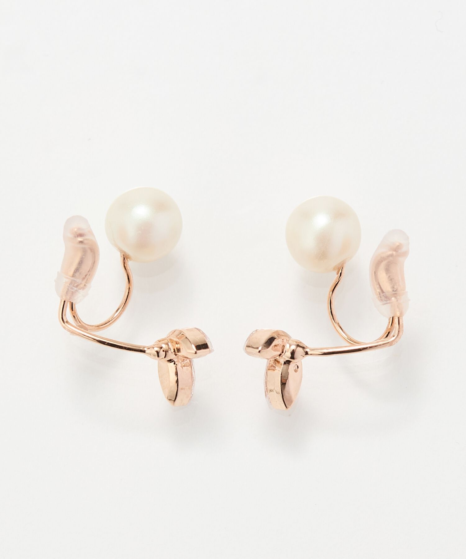 Phoebe「【痛くないシリーズ】リッチリーフビジューパールフロートライトフィットイヤリング　シャンパンゴールド」|イヤリング|