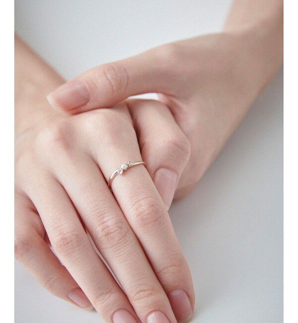 ete「K10MPG レイヤード ローズクォーツ/パール リング」|リング|