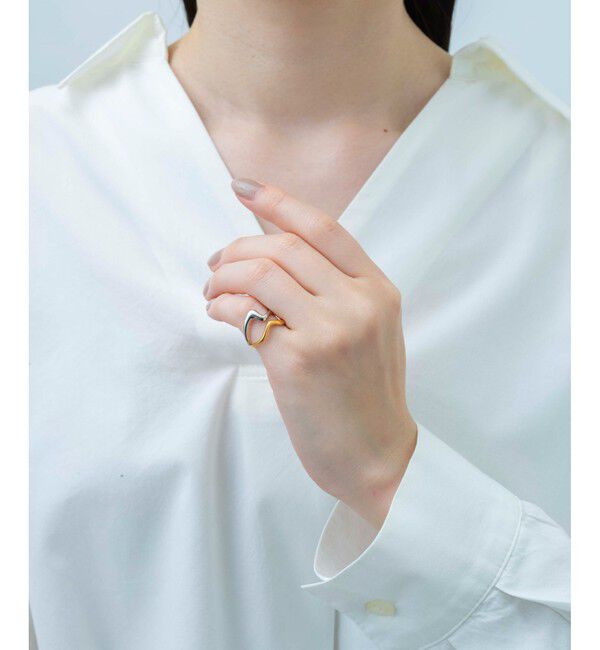 Jouete「フォークピンキー ウェーブ コンビカラー」|リング|