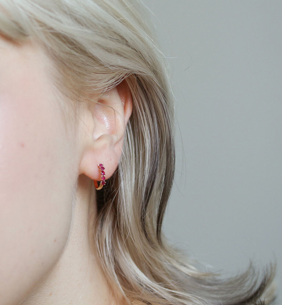  「ルビー スナップ フープ ピアス  | K10YG」|ピアス|